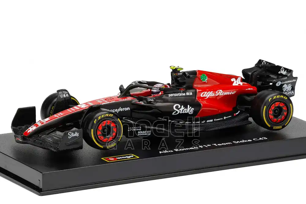 Expressz szállítás Alfa Romeo F1 C43 n.24 2023 G. Zhou vitrinnel és pilótával
