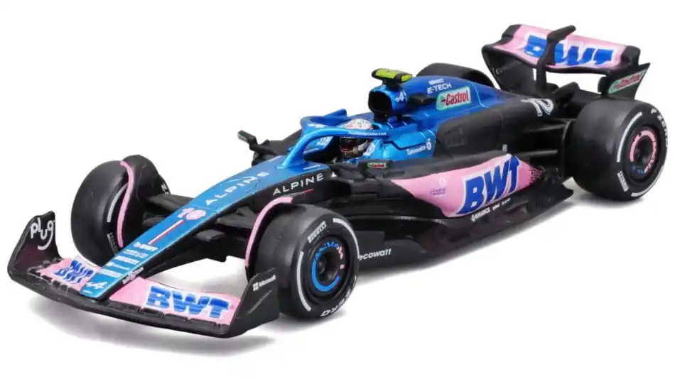 Alpine F1 A523 n.10 2023 P. Gasly vitrinnel és pilótával Szuper akció