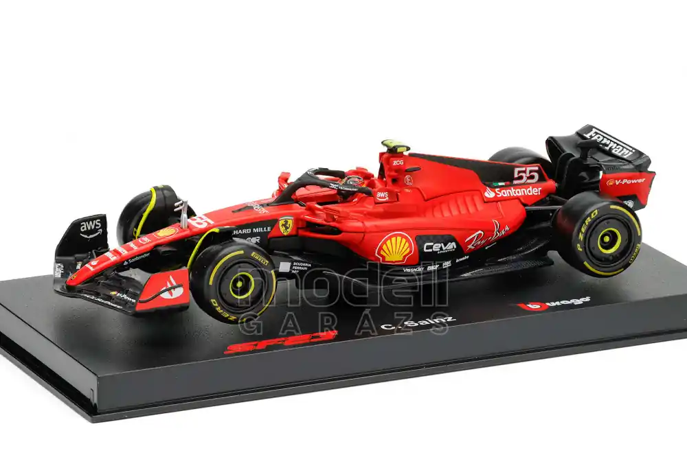 Ferrari F1 SF-23 Team Scuderia Ferrari n.55 2023 C. Sainz + vitrinnel és pilótával Azonnal elérhető