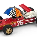 Akció Ferrari F1 312 n.26 French GP győztes 1968 J. Ickx pilótával és esernyővel