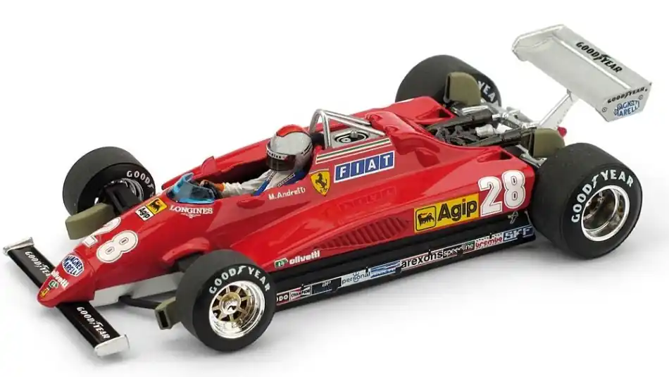 Nézd meg most Ferrari F1 126C2 n.28 3rd Italian GP 1982 Mario Andretti pilótával