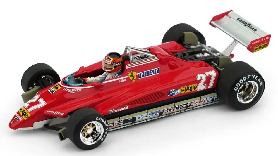 Ferrari F1 126C2 n.27 Brazilian GP 1982 Gilles Villeneuve pilótával Árcsökkenés