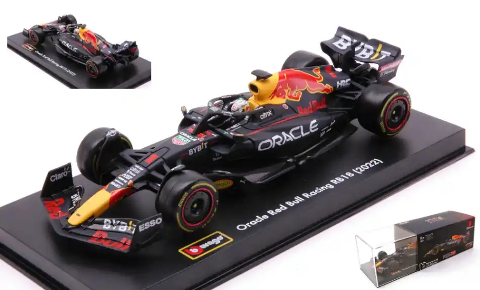 Red Bull F1 RB18 Oracle Max Verstappen 2022 n.1 vitrinnel és pilótával Biztonságos vásárlás