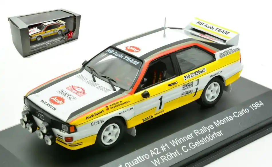 Csak ma Audi Sport Quattro A2 Team Audi Sport (éjszakai) n.1 Rally Monte-Carlo 1984 W. Röhrl - C. Geistdörfer Újra elérhető