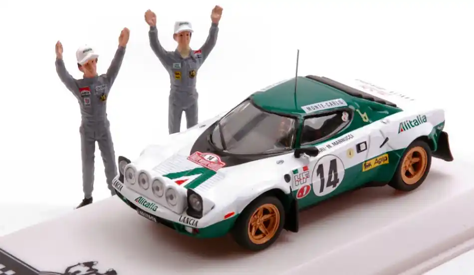 Bestseller Lancia Stratos HF n.14 Rally Monte-Carlo 1975 S. Munari - M. Mannucci figurákkal