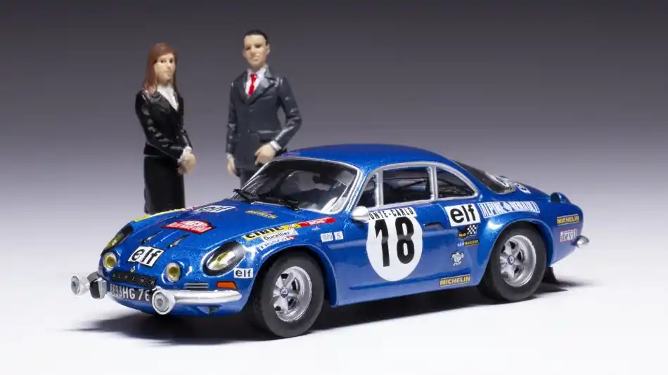 Korlátozott ajánlat Alpine A110 1800S n.18 Rally Monte-Carlo1973 J.C. Andruet - M. Petit figurákkal