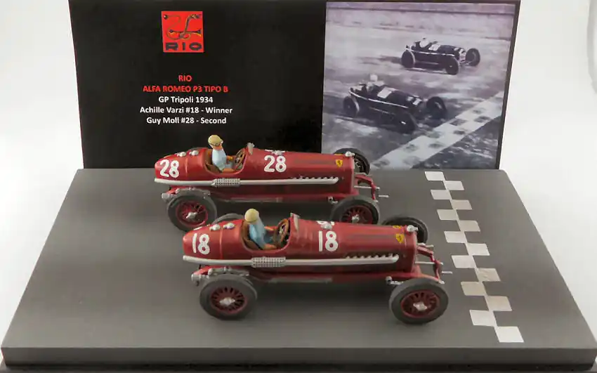 Alfa Romeo P3 Tipo B n.18 Tripoli GP győztes A. Varzi + n.28 Tripoli GP G. Moll 1934 Ajánlat
