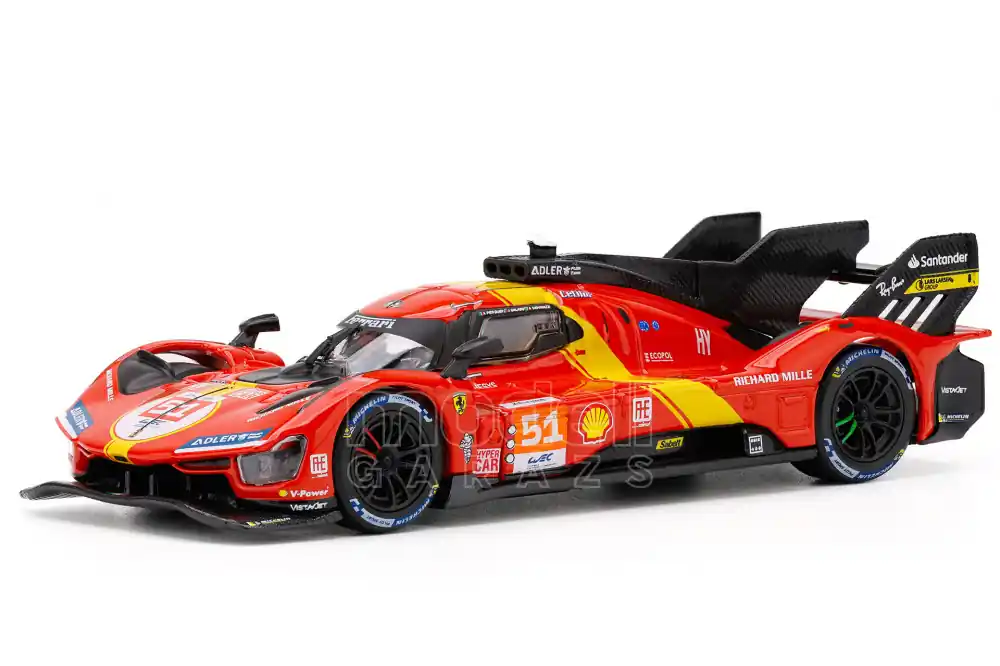 Ferrari 499P n.51 Le Mans győztes 2023 A.P. Guidi - J. Calado - A. Giovinazzi vitrinnel Gyors kiszállítás