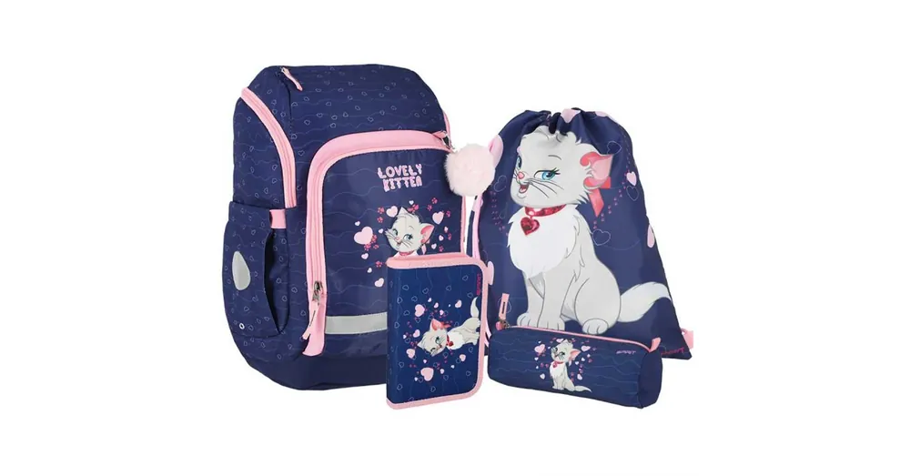 Bestseller Spirit Fehér cicás iskolatáska, hátizsák 4 db-os szett 32×19×44 cm
