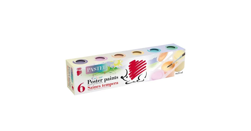 Azonnal elérhető ICO Süni Tégelyes tempera pasztell színekben 6×25ml