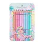 Akciós ár Faber-Castell Sparkle Jumbo háromszögletű pasztell színesceruza 10db-os szett fém dobozban