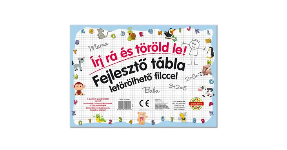 Készségfejlesztő rajztábla letörölhető filccel Betűk – D-Toys Szuper akció