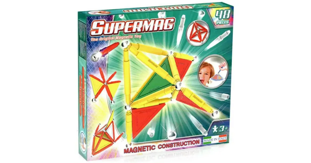 Olcsó Supermag 48 db-os mágneses építőjáték szett panelekkel