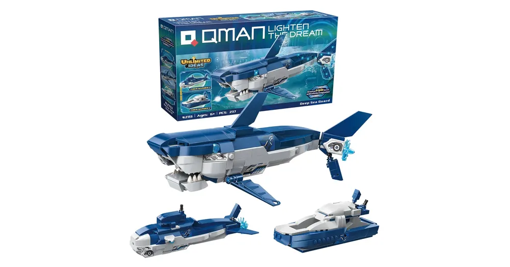 QMAN® 42113 kompatibilis építőjáték 237 db építőkocka 3 az 1-ben Cápa, tengeralattjáró vagy járőrhajó Népszerű