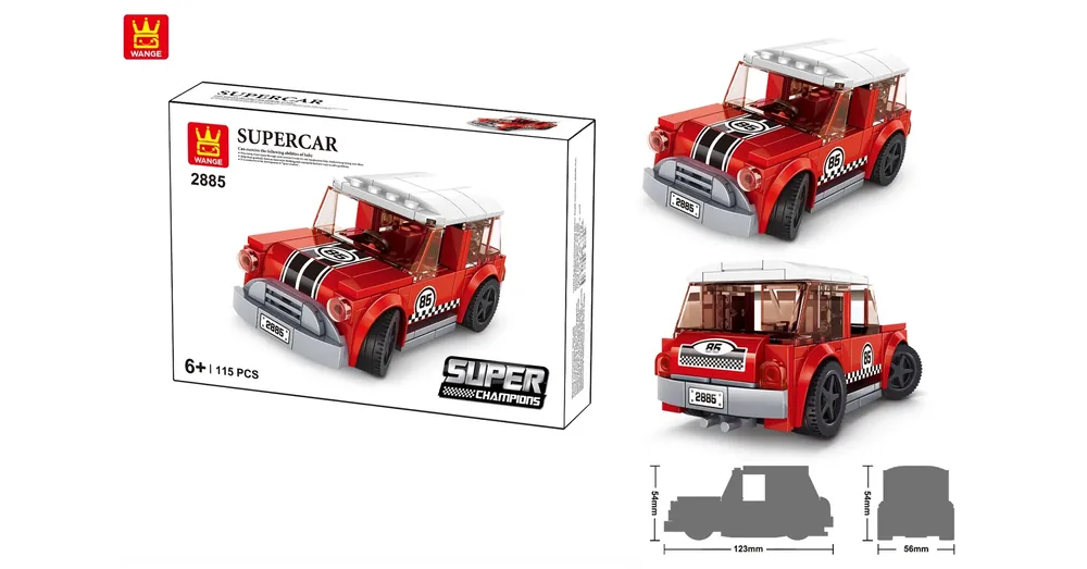 Alacsony ár WANGE® 2885 kompatibilis autós építőjáték 115 db építőkocka Supercar piros mini