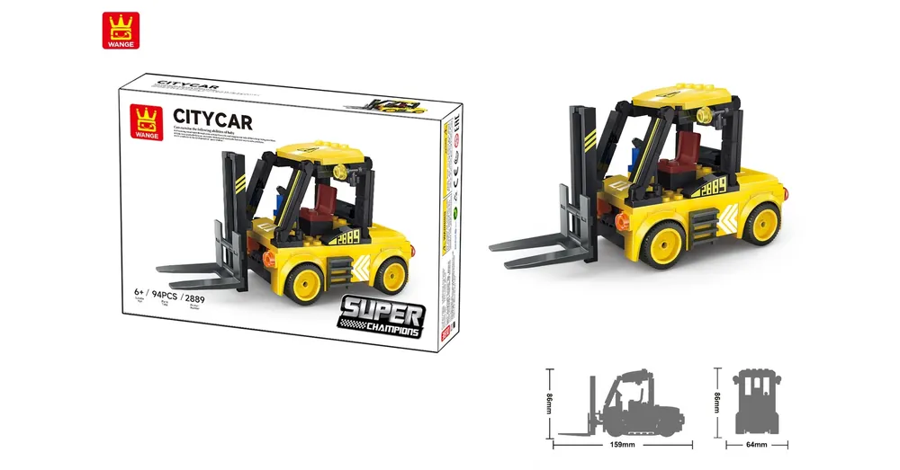WANGE® 2889 kompatibilis autós építőjáték 94 db építőkocka Supercar sárga targonca Gyors szállítás