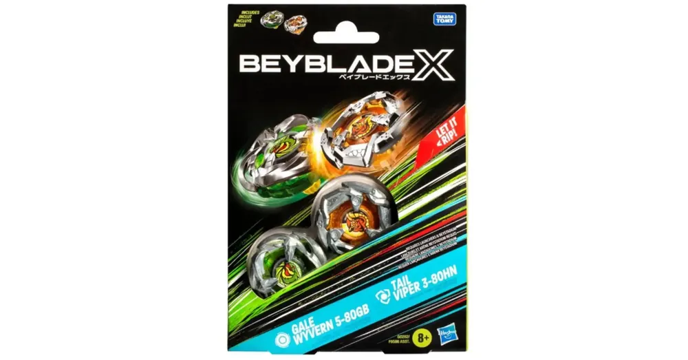 Kedvezményes ár Beyblade X Gale Wyvern 5–80GB vs. Tail Viper 3–80HN pörgettyű szett – Hasbro