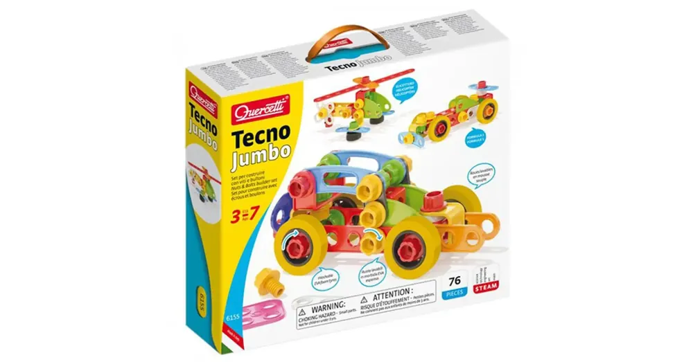 Azonnali szállítás Quercetti Tecno Jumbo járművek építőjáték szett 76 db