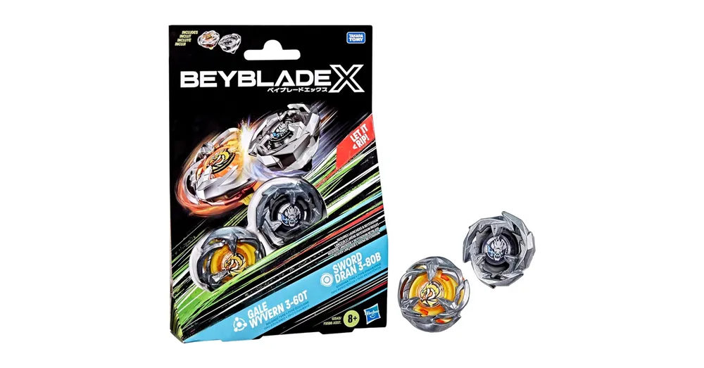 Akciós ár Beyblade X Dupla csomag – Gale Wyvern 3–60T Sword Dran 3–80B pörgettyű – Hasbro