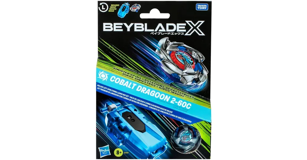 Szezonális akció Beyblade X String Launcher Cobalt Dragoon 2–60C pörgettyű szett – Hasbro
