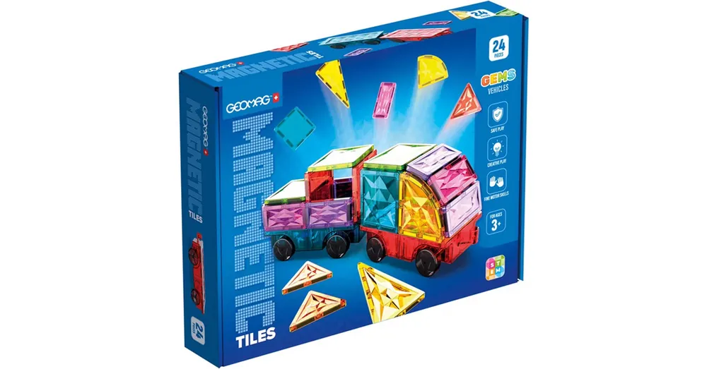 Alacsony ár Geomag Magnetic Tiles Gems jáművek mágneses építőkocka 24 db-os szett