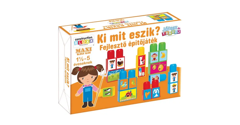 Különleges ajánlat Játssz és tanulj! Ki mit eszik? Fejlesztő építőjáték – D-Toys
