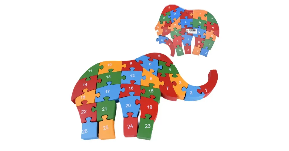 Olcsó ABC fa oktató elefántos puzzle