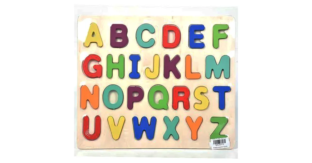 Népszerű ABC nyomtatott nagybetűs formaillesztő színes fa puzzle 26 db-os szett
