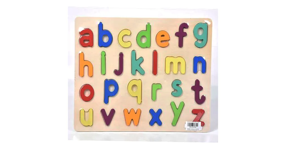 ABC írott kisbetűs formaillesztő színes fa puzzle 26 db-os szett Rendeld meg most