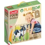 Újdonság PlayBio Háztáji állatok 4 az 1-ben fahasáb puzzle – Quercetti