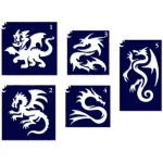 Sárkány csillámtetoválás sablon szett 5 db-os Alacsony ár