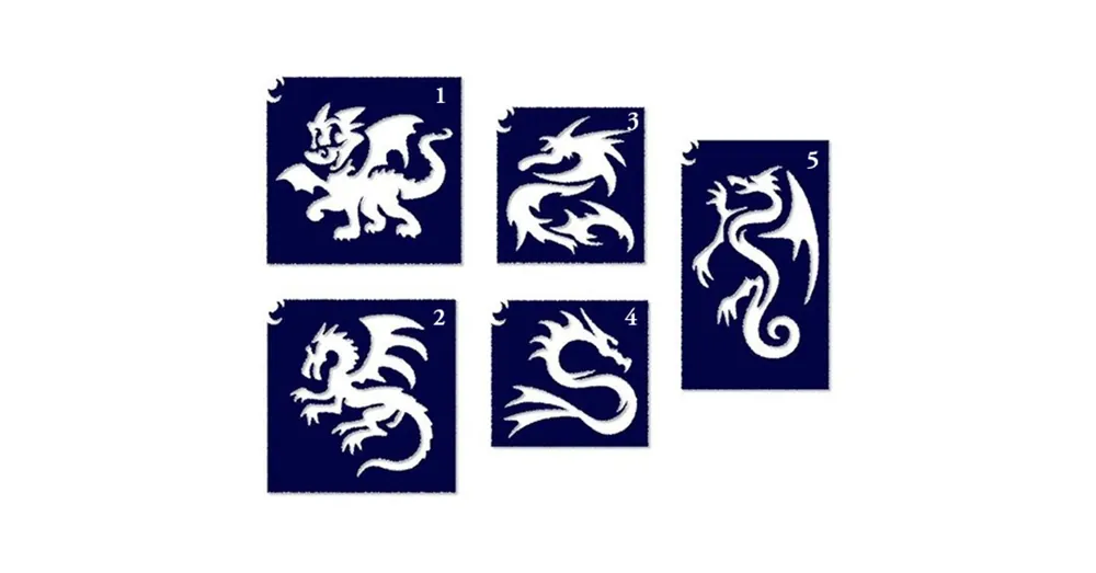 Sárkány csillámtetoválás sablon szett 5 db-os Alacsony ár