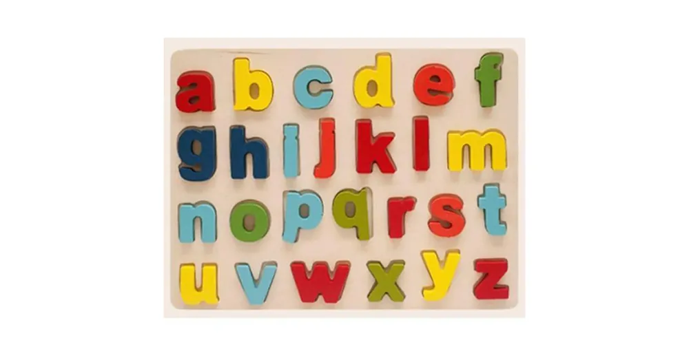 Színes fa formaillesztő puzzle ABC kisbetűkkel 26 db-os készlet Azonnal elérhető