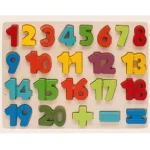 Színes fa formaillesztő puzzle számokkal 1–20ig 23 db-os készlet Akció