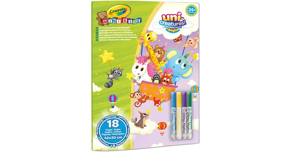 Crayola MiniKids Varázslatos állatok óriás kifestő szett 4 db filctollal Bestseller