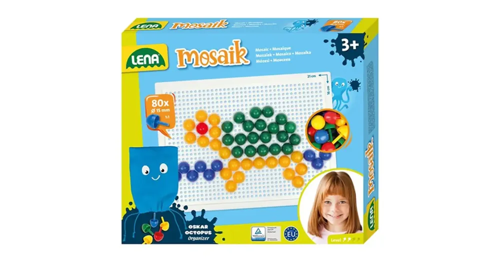 LENA Mosaik Áttetsző pötyi kreatív készlet 15 mm 80 db-os Expressz szállítás