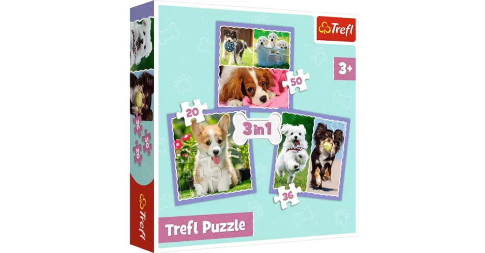 Cuki kutyusok 3 az 1-ben 50–36–20 db-os puzzle – Trefl Ne maradj le