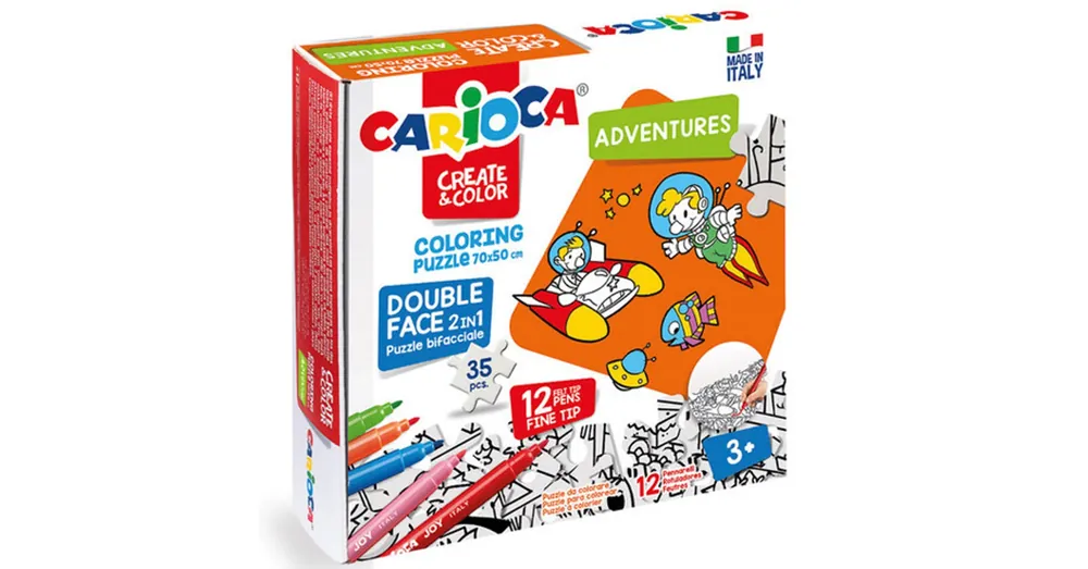 Kalandok színezhető kétoldalú puzzle 12 db filctollal – Carioca Expressz kézbesítés