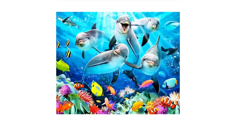 Gyémántszemes kirakó Delfinek gyémántfestő szett 40×50 cm Újdonság