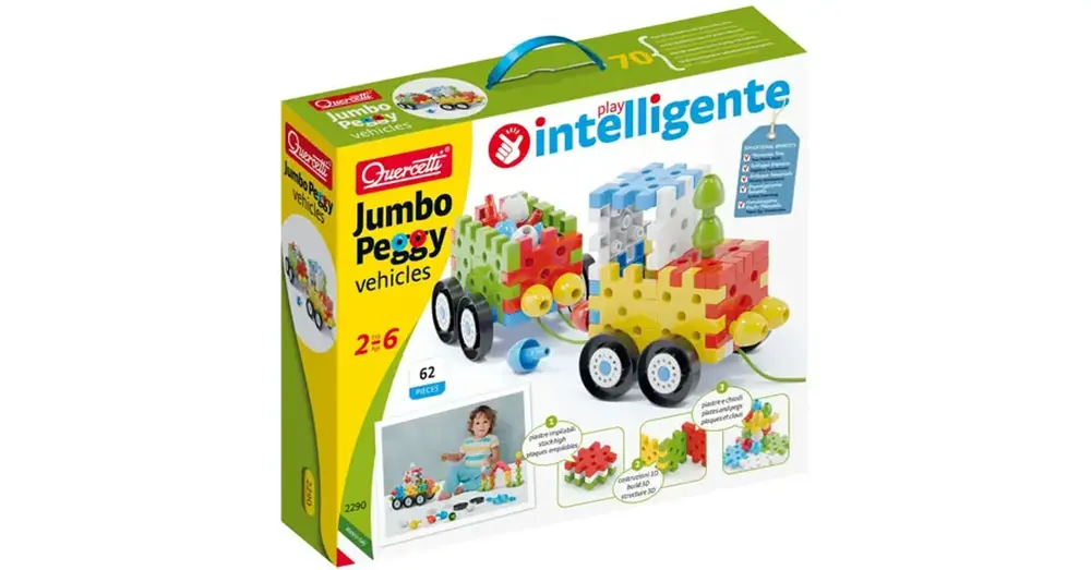 Quercetti Jumbo Pötyi Járművek 62 db-os szett Biztonságos fizetés