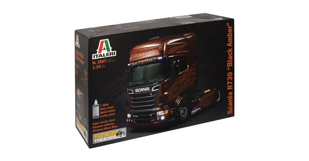 Szuper akció Italeri 1/24 Scania R730 Black Amber kamion makett