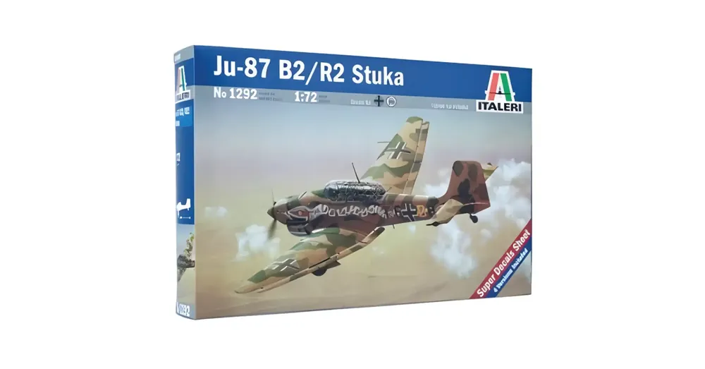 Alacsony ár Italeri 1/72 Ju-87 B2/R2 Stuka zuhanóbombázó repülőgép makett