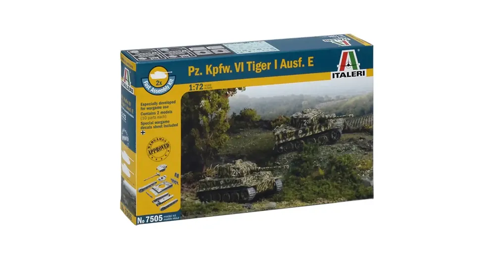 Italeri 1/72 Pz. Kpfw. VI Tiger I Ausf. E Tigris tank 2 db-os makett szett Biztonságos vásárlás