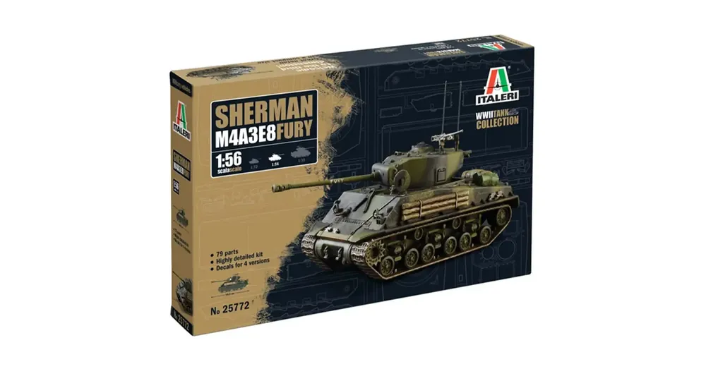 Italeri 1/56 M4A3E8 Sherman Fury tank makett Vedd meg online