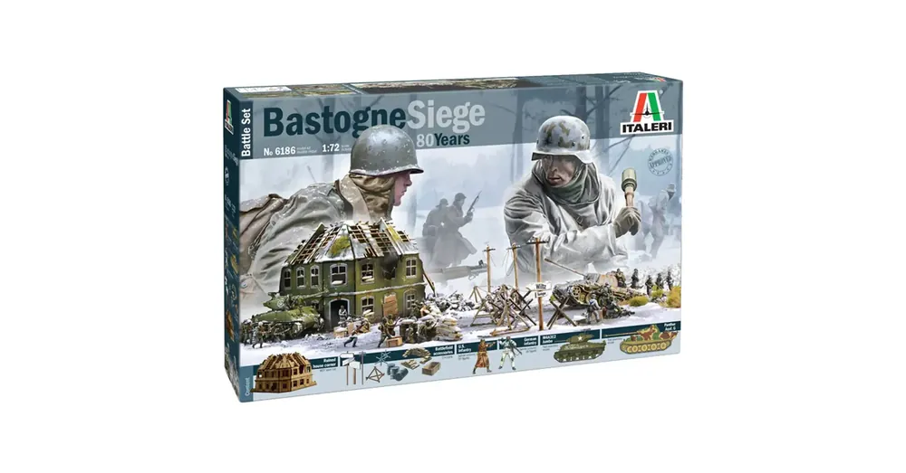 Italeri 1/72 Bastogne Siege csata figurákkal és tankokkal dioráma makett szett Legkelendőbb