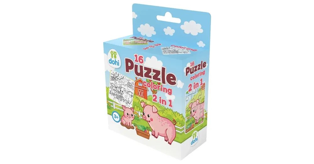 Kihagyhatatlan ajánlat 16 Darabos Színezős Puzzle 2 az 1-ben – Malac