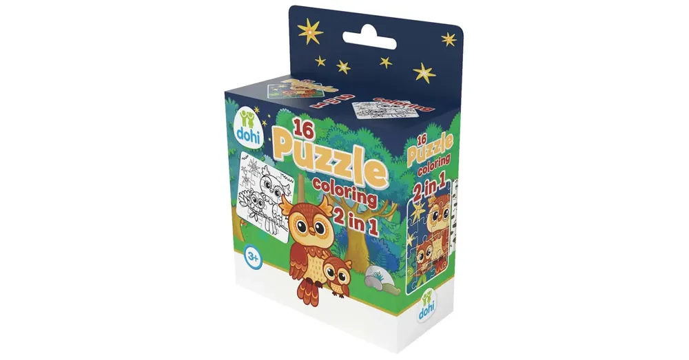 16 Darabos Színezős Puzzle 2 az 1-ben - Bagoly Alacsony ár