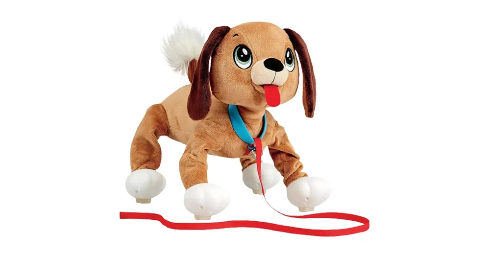 Peppy Pups Barna plüss kutya pórázzal 28cm Expressz szállítás