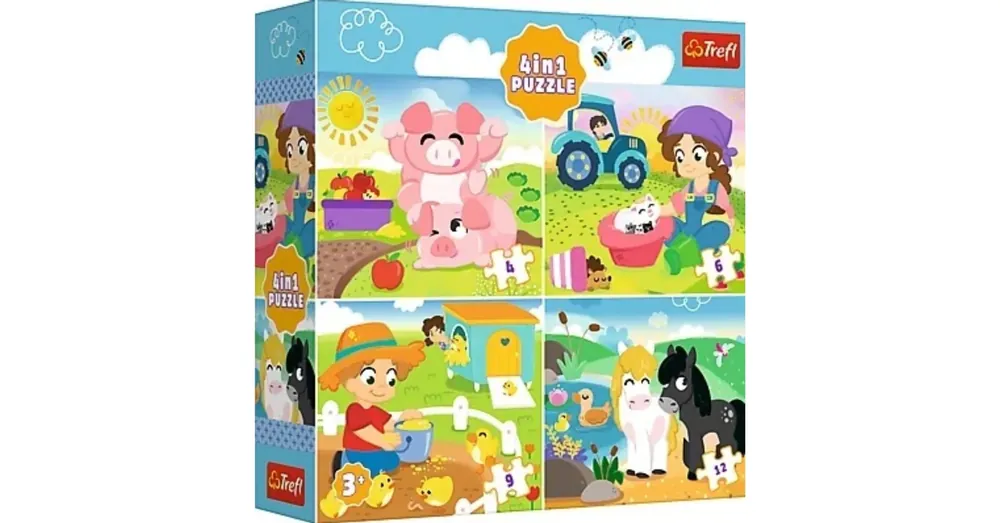 Élet a farmon 4 az 1-ben 12–9-6–4 db-os puzzle – Trefl Ne maradj le