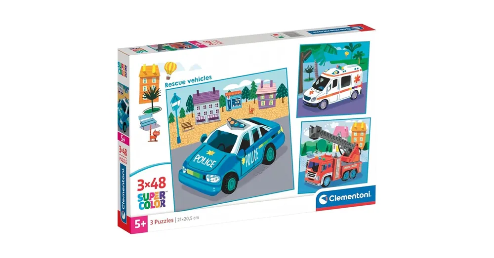 Azonnal elérhető Mentőjárművek 3×48 db-os Supercolor puzzle – Clementoni